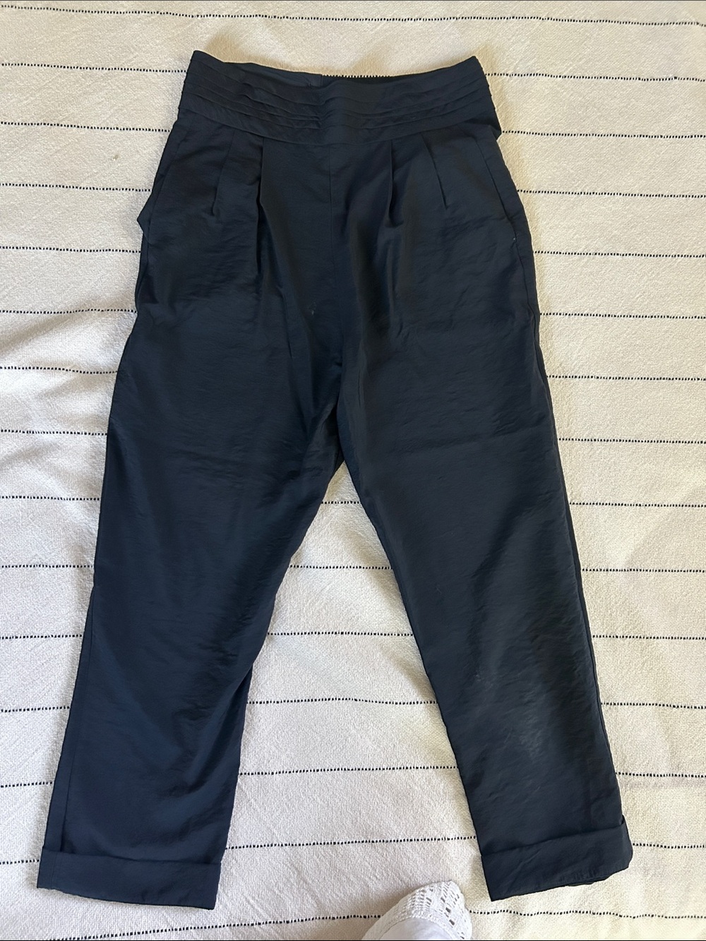 Caron Callahan Black High-Waist Pleated Pants